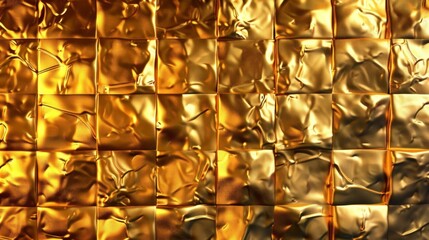 A close up of a gold foil pattern on the wall, AI