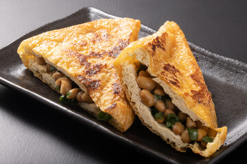納豆の油揚げ詰め焼き