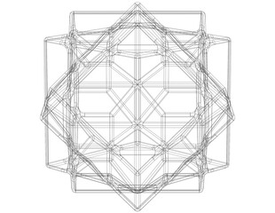 Wireframe Shape Compound of Three Cubes 3D print model