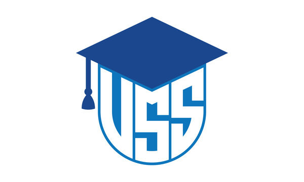 VSS initial letter academic logo design vector template. school college logo, university logo, graduation cap logo, institute logo, educational logo, library logo, teaching logo, book shop, varsity