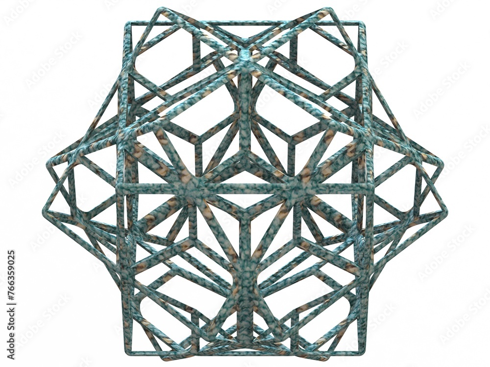 Poster wireframe shape compound of three cubes 3d print model