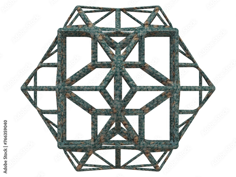 Poster wireframe shape compound of three cubes 3d print model