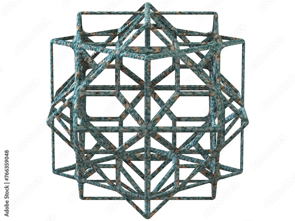 Poster wireframe shape compound of three cubes 3d print model
