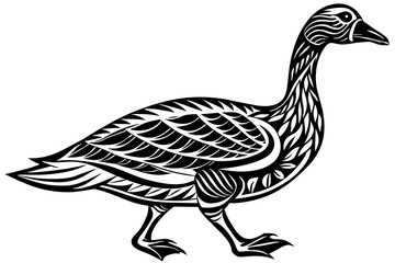 tribal-tattoo-goose-walking-vector-illustration