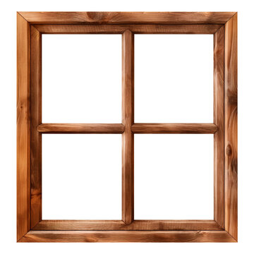 Wooden window isolated on white background