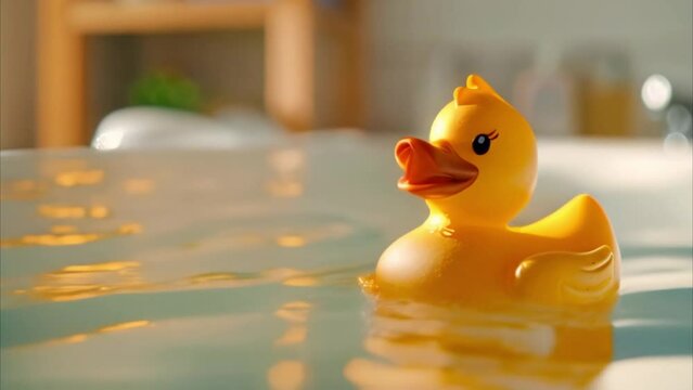 video of rubber duck in bathtub