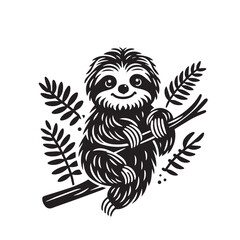 Sloth vector silhouette illustration