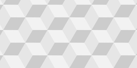 Fototapeta premium Minimal modern cubes geometric tile and mosaic wall grid backdrop hexagon technology transparent wallpaper background. White and gray block cube structure backdrop grid triangle texture vintage design
