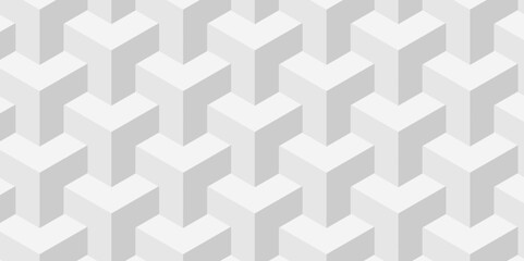 Minimal modern cubes geometric tile and mosaic wall grid backdrop hexagon technology transparent wallpaper background. White and gray block cube structure backdrop grid triangle texture vintage design