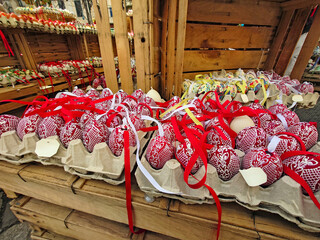 Traditional Easter market with colorful painted easter eggs in Vienna Austria - 766361666
