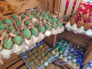 Easter market with painted easter eggs in Vienna Austria - 766361667