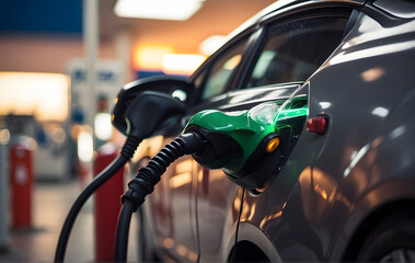 Electrical car charging at a gas station