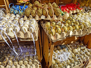 Traditional Easter market with easter eggs in Vienna Austria - 766361689