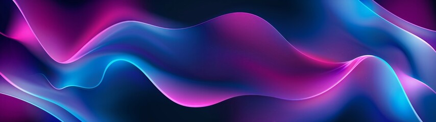 Abstract blue and purple liquid wavy shapes futuristic banner. Glowing retro waves vector background