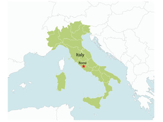 Obraz premium Outline of the map of Italy with regions