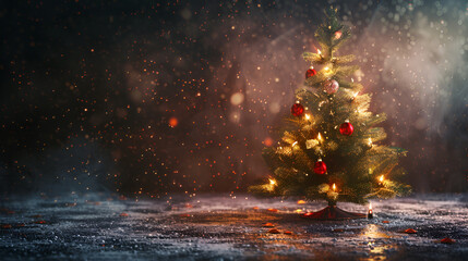 ambiance with a dark background and a Christmas tree