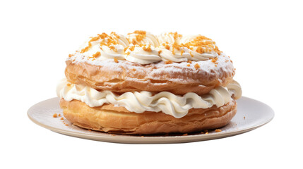 Obraz na płótnie Canvas Paris Brest on white isolated on clear png background and transparent background. Bakery and pastry concept for cafe and restaurent, AI generative. 