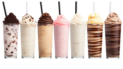 icecream milkshake on white isolated on clear png background and transparent background. food drink and dessert concept for cafe and restaurent, AI generative. - obrazy, fototapety, plakaty