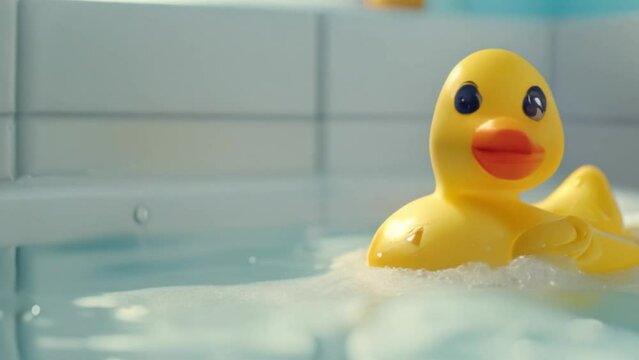 video of rubber duck in bathtub