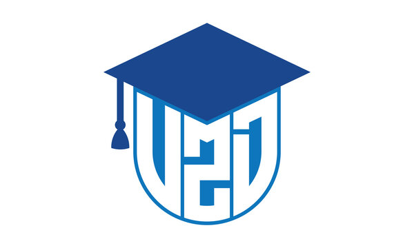 VZD initial letter academic logo design vector template. school college logo, university logo, graduation cap logo, institute logo, educational logo, library logo, teaching logo, book shop, varsity