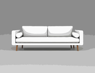 Canapé confortable sur fond blanc