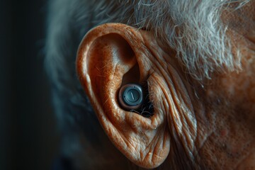 Close-Up of an Elderly Gentleman's Aided Ear Generative AI