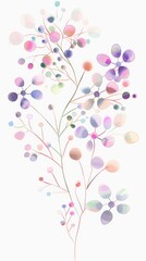 Naklejka premium Abstract minimalistic scandinavian botanical art with warm color tones. A delicate composition of floral and foliage elements intertwined with abstract warm colored shapes and subtle brushstrokes