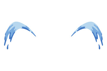 Cartoon tear drops icon. Sorrow cry streams, tear blob. Crying fluid, falling blue water drops. Isolated vector for sorrowful character weeping expression. Wet grief droplets