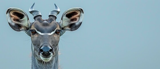  Close up of gazelle's face in blue sky background