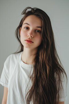 The Most Beautiful Girl in the World Posing on a Clean White Background Generative AI