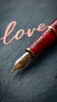 Love Letter: Cursive Word Written with a Red Pen Style Generative AI