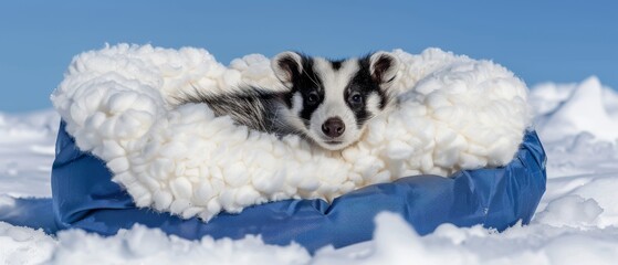  Animal resting in snowy blanket pile