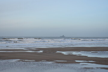Belgium's coast in winter with sandstorms and sunshine