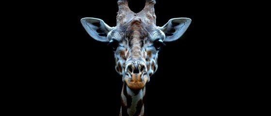  A high resolution image of a giraffe's face, showing its mouth opened wide and tongue extended