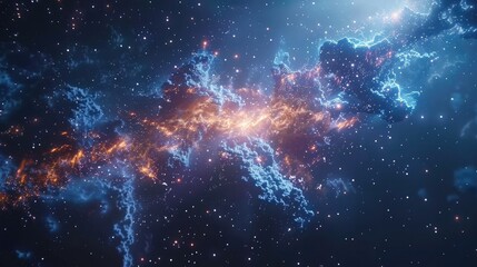 Explosive Cosmic Nebula Illuminates Vast Starry Night Sky with Radiant Galactic Energy