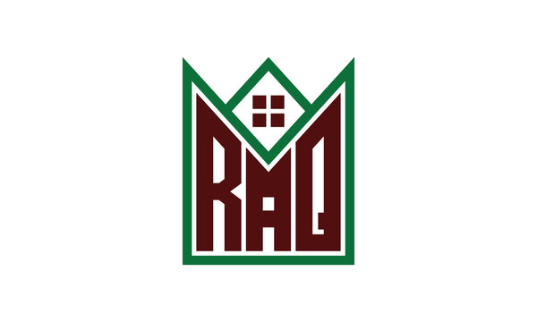 RAQ initial letter builders real estate logo design vector. construction, housing, home marker, property, building, apartment, flat, compartment, business, corporate, house rent, rental, commercial