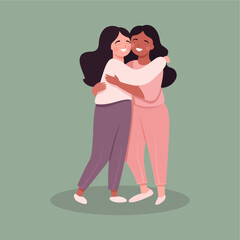Obraz premium friends hugging each other fl...