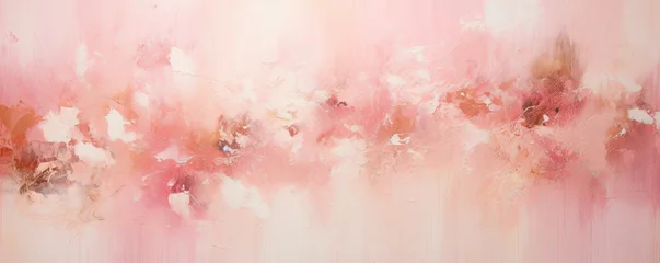 Fototapeten Splashes of bright paint on the canvas. pink, brown and white colors. Interior painting © Celina