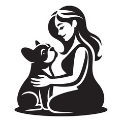 French Bulldog Vector, French Bulldog silhouette, French Bulldog with a woman