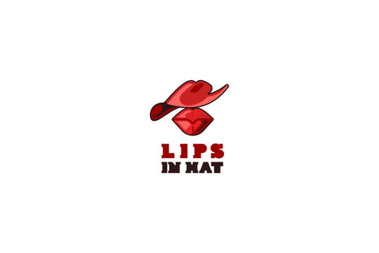Template logo design with lips in hat composition image