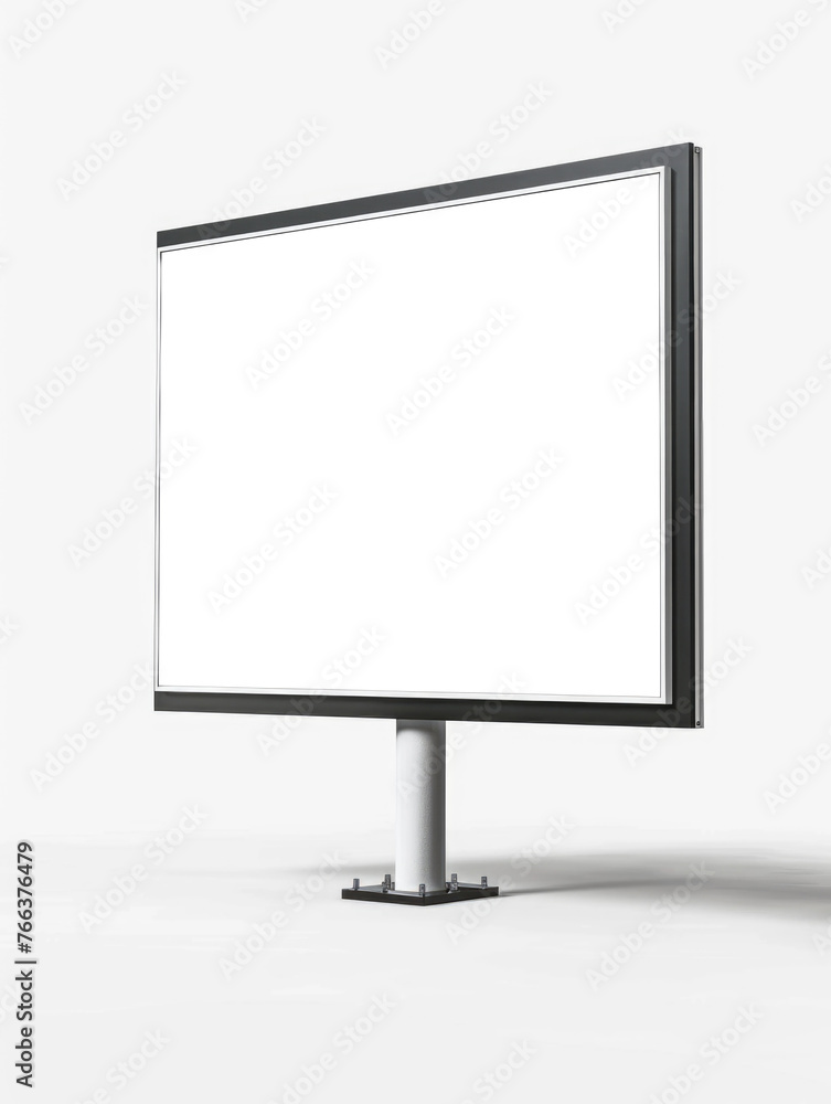 Poster a large white billboard with no text. the billboard is square in shape and is black in color