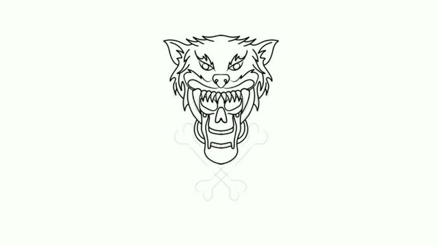 tiger with skull head tribal tattoo drawing videos