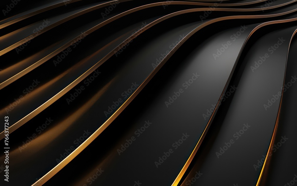 Poster abstract 3d luxurious black and gold background with minimalist golden lines pattern