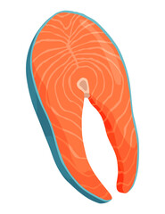 Red fish salmon steak. Omega-3 product. Flat vector illustration isolated on white background