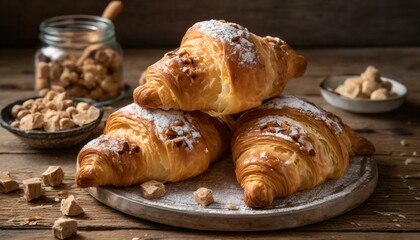 croissant on a wooden table