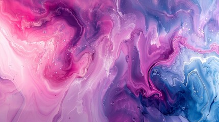 Stunning abstract marbleized art photography featuring a mesmerizing blend of violet, white, pink,...