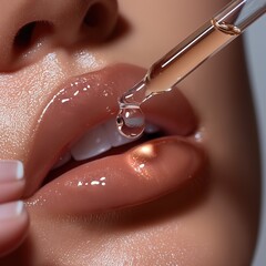 Fototapeta premium Lip, water, moisturizing, concept, editorial, Beauty, makeup, make up, fashion, Vogue, Lip-care, beauty , treatment. Vitamins