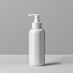 a single product photograph with a plain white bottle of lotion or skincare product against a plain background