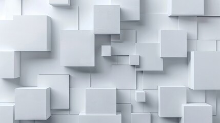 Random offset inset white cube boxes or block background wallpaper banner with copy space,