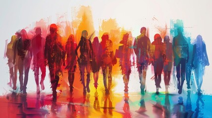 Ten diverse individuals come together in a vibrant, abstract graffiti masterpiece, showcasing the...